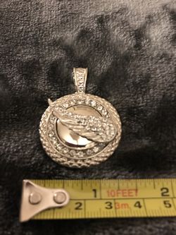 Round Crystal Angel Wing Pendant Jewelry NEW & BEAUTIFUL