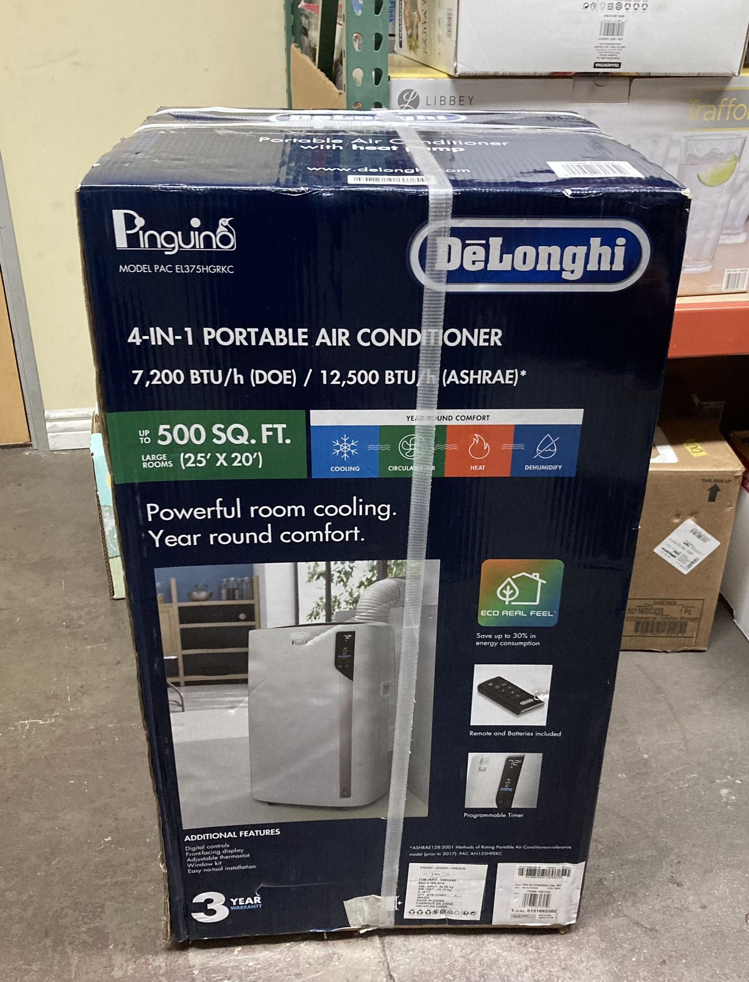 DeLonghi Pinguino EL375 4-in-1 Portable Air Conditioner Heater Fan Dehumidifier 500 SQ FT Aire Acondicionado Portátil Calentón