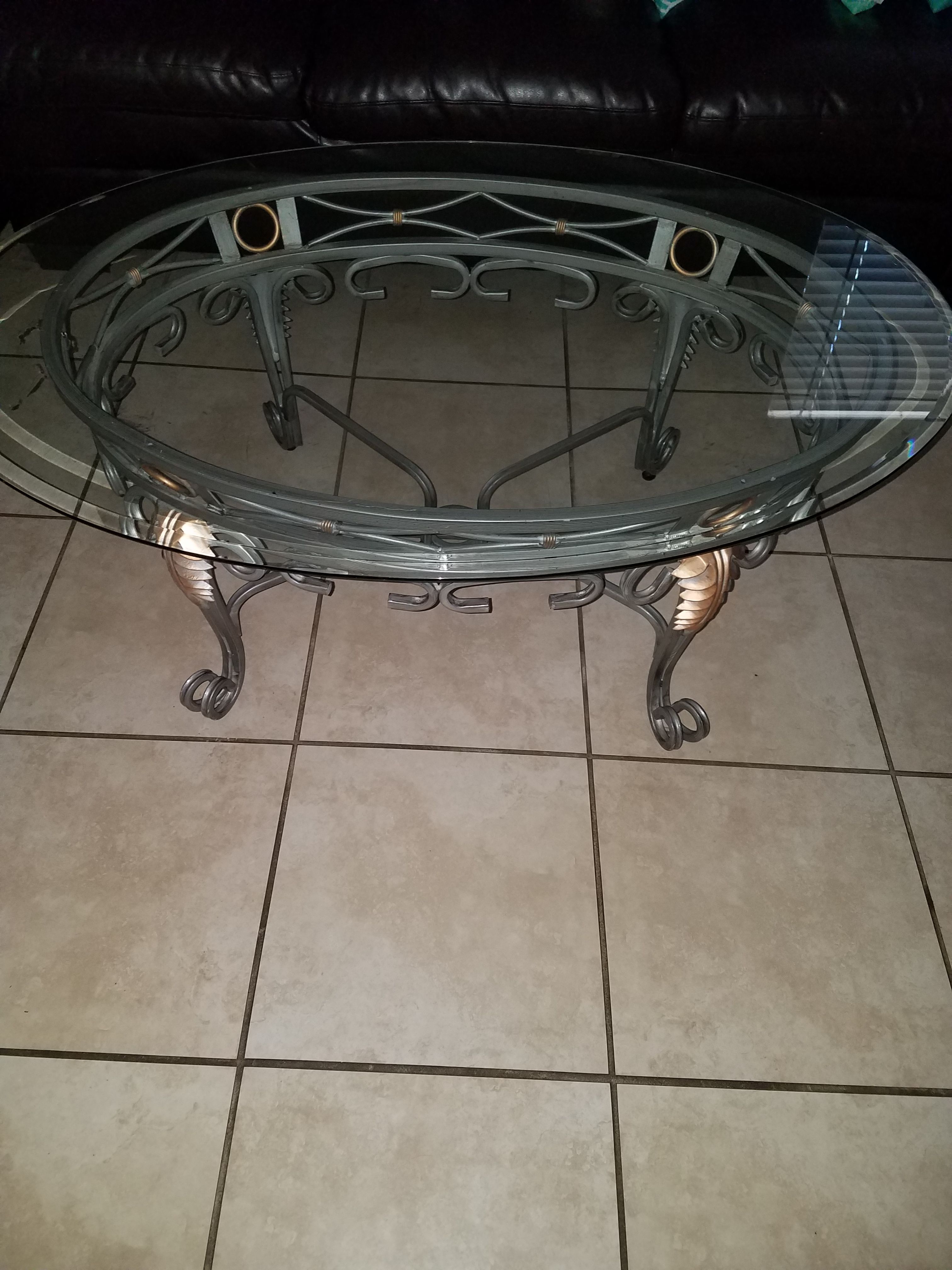 Oval glass coffee table