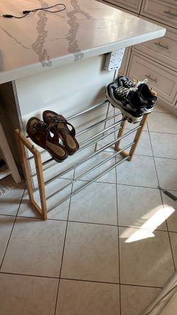 Extended Metal And Wood Shoes Rack 