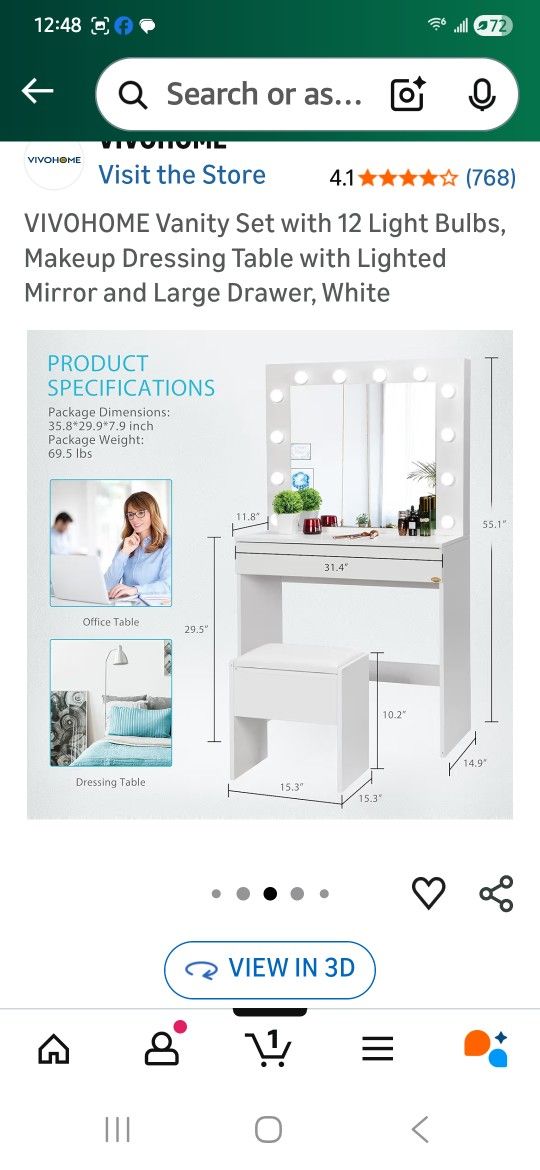 Vivohome Vanity Set With 12 Light Bulbs