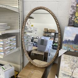 DecMode 25" x 37" Brown Wall Mirror with Beaded Inspired Frame