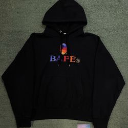 Bape embroidered multi color black hoodie