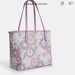 Coach City Tote Bag With Floral Print