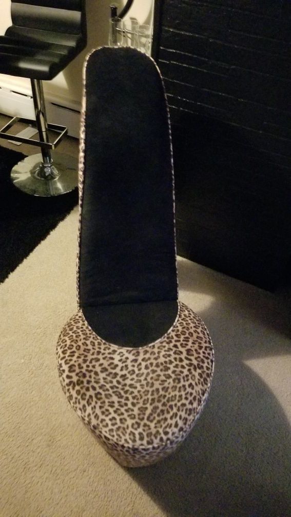 High heel shoe chair leopard print