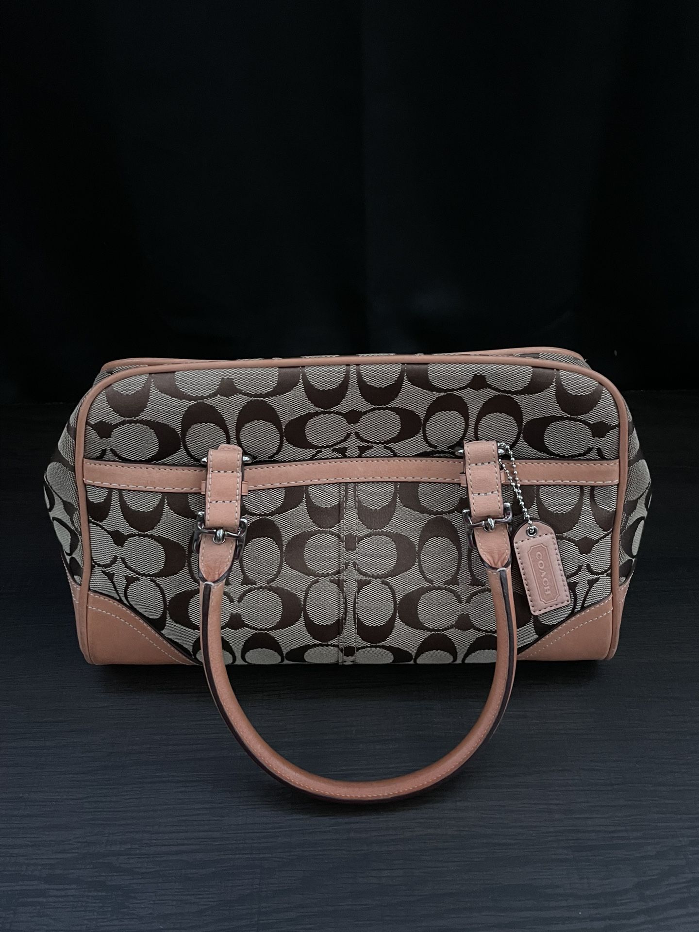 COACH Khaki Signature Canvas Hamptons Handbag
