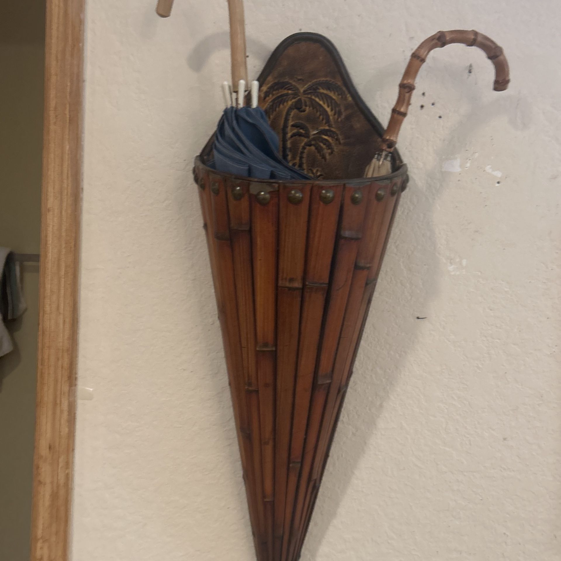 Antique Bamboo Umbrella Holder Or Plant Holder Great For Inside Or Outside By The Door Hang On A Wall Go Just About