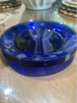 Princess House Cobalt Blue Glass 8” Salad Plates