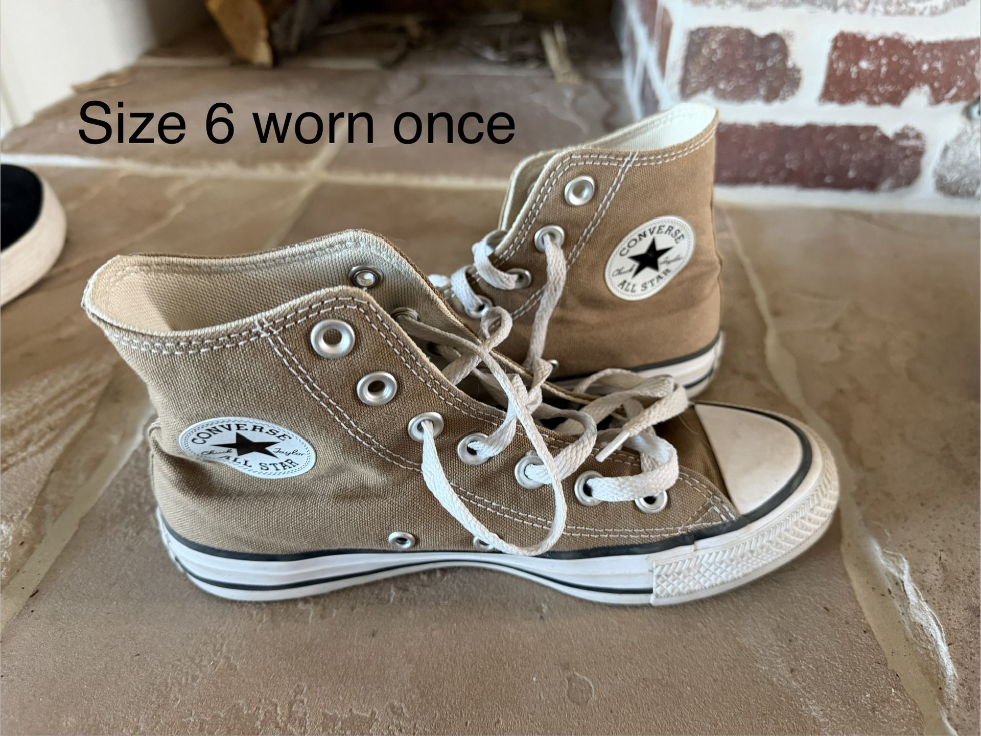 Tan/Khaki High-Top Converse - Size 6 - Like New