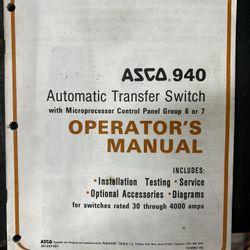 ASCA 940 ATS Operators Manual - Original