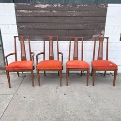 Vintage Mid-Century Cane Back Dining Chairs – Set of 4