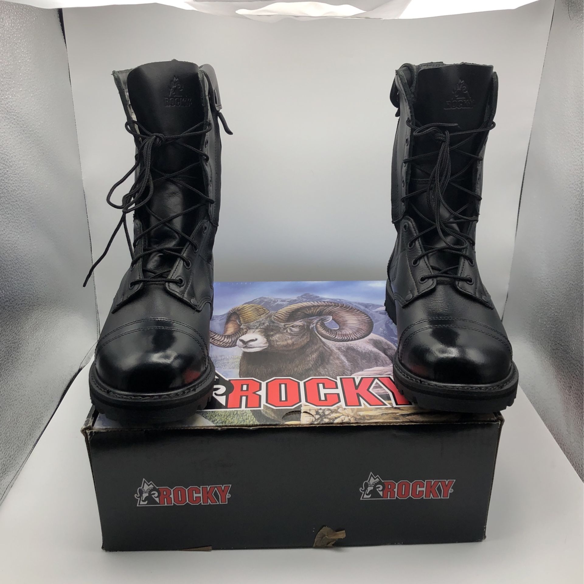 Rocky Military Side Zipper Jump Men’s Black Work Boots 2090 Size 11.5