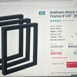 6 New 8 X 10 Gotham, black, deep gallery frames.