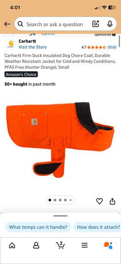Carhartt Firm Duck Insulated Dog Chore Coat, Durable Weather Resistant Jacket for Cold and Windy Con
