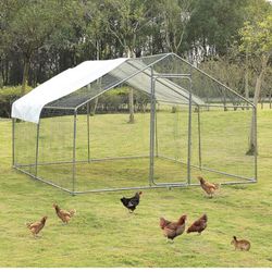 118”x118”x79” Chicken Cage Outdoor Pet Enclosure Large Chicken Run for Outside Fencing with Water-Resistant Cover Roof Backyard
