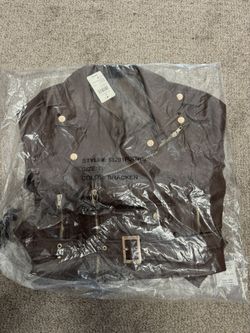 Brand New Women Faux Leather Cropped Jacket Zipper, Short Coat with Belt