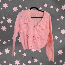 SHEIN Pink cable knit cardigan