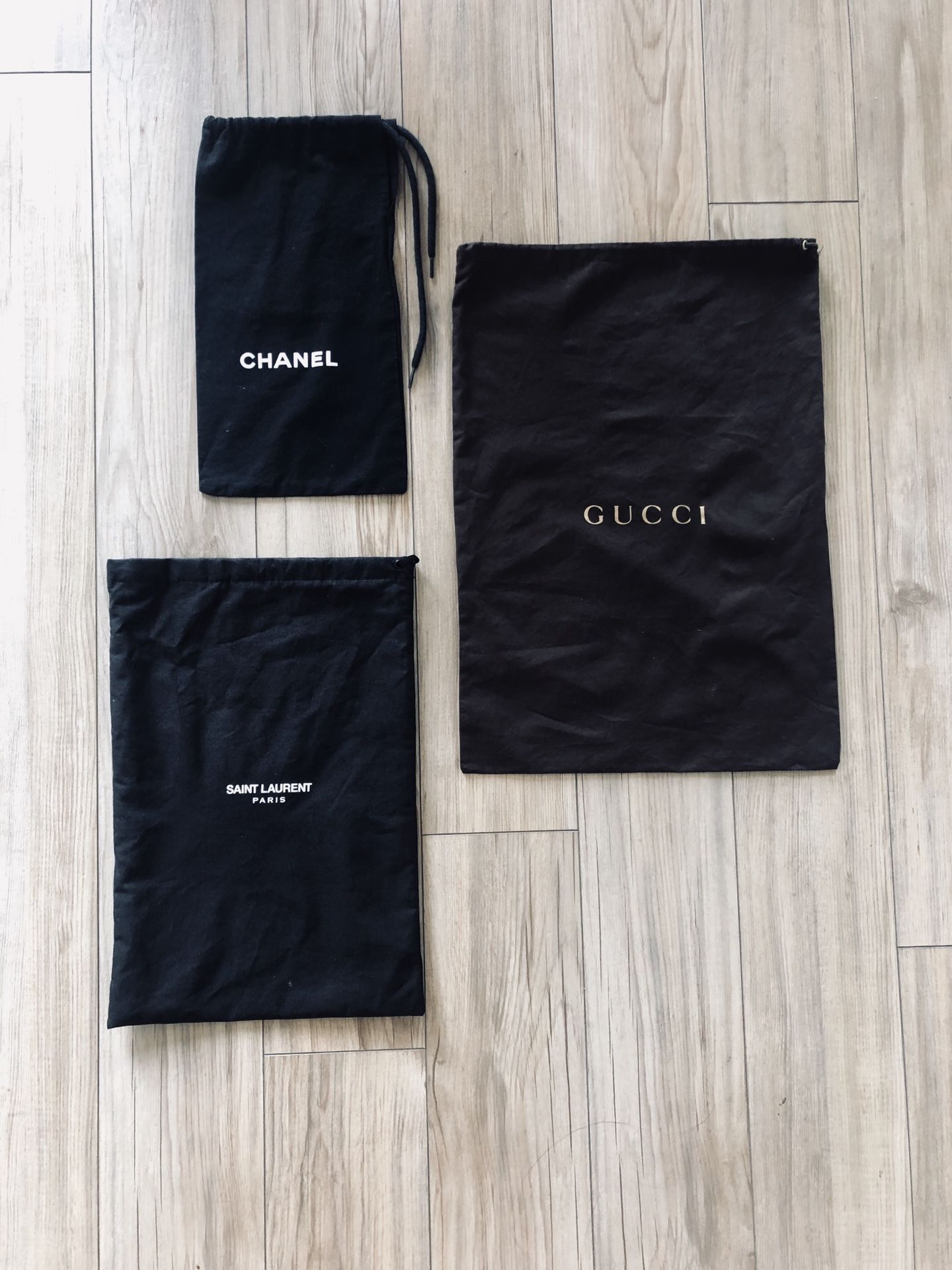 YSL, Chanel and Gucci Dust bags