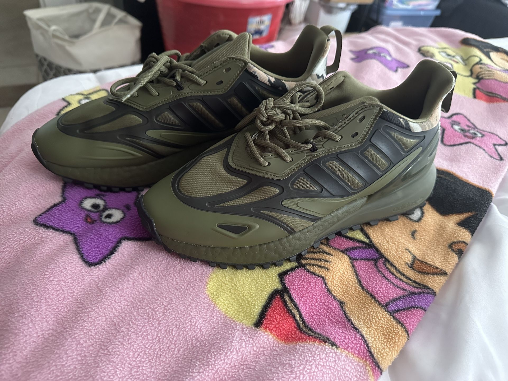 Adidas ZX 2K Boost 2.0 Trail Shoes Green Military Camo Shoes
