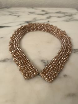 Vintage Beaded Faux Pearl Collar Necklace 