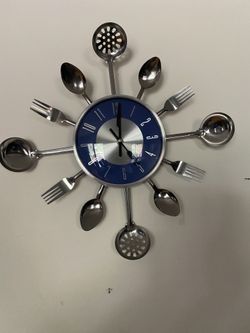 Blue Fork & Spoon Clock