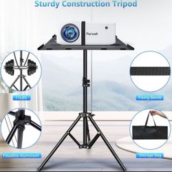 Projector Tripod Stand, Adjustable Height 23" to 61", Foldable Laptop Tripod, Tripod for DJ Equipment / Projector, Heavy Duty Projector Tripod for Off