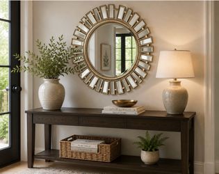 34” Gold Sunburst Mirror- Decorated Mirror Frame