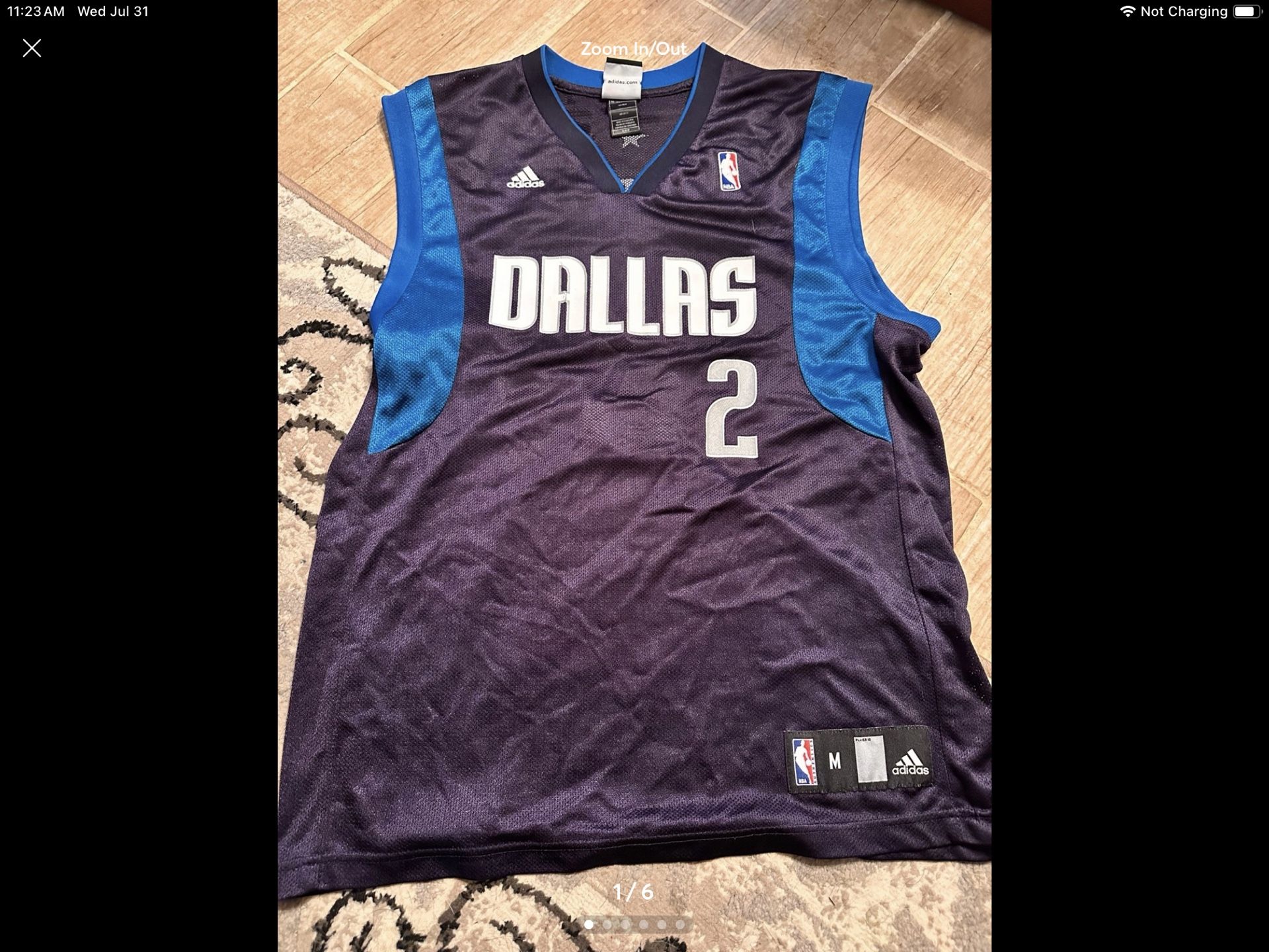 Adidas Mens Dallas Mavericks Jason Kidd #2 Nylon Basketball Jersey Size M