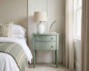 Sage Green Curved Two-Drawer Nightstand/Accent Table/Lamp Table