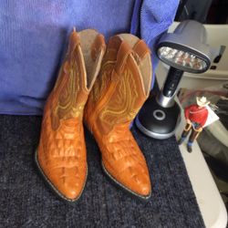 West Kids Tan Alligator Print Western Cowboy Boots Size 15