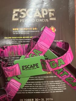 Escape rave GA Saturday tickets.