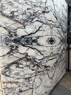 Large Abstract Marble-Print Area Rug