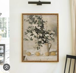 Gold Framed Wall Art Vintage Lemon and Floral Canvas Art Farmhouse Picture Wall Decor Antique Prints Rustic Kitchen Paintings Country Artwork for Bedr