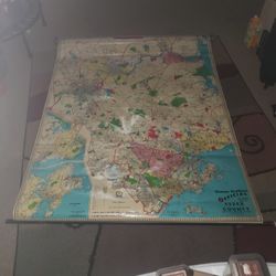 Vintage 5 1/2  FOOT Roll Up Map Of Essex county Massachusetts 