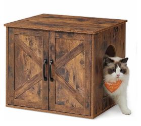 Cat Litter Box Enclosure, Hidden Litter Box Furniture, Indoor Pet House End Table, 60 x 50 x 50 cm, Rustic Brown UPCL042L101