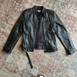 Women’s Black Leather Vintage Jacket Size 6 Small Medium