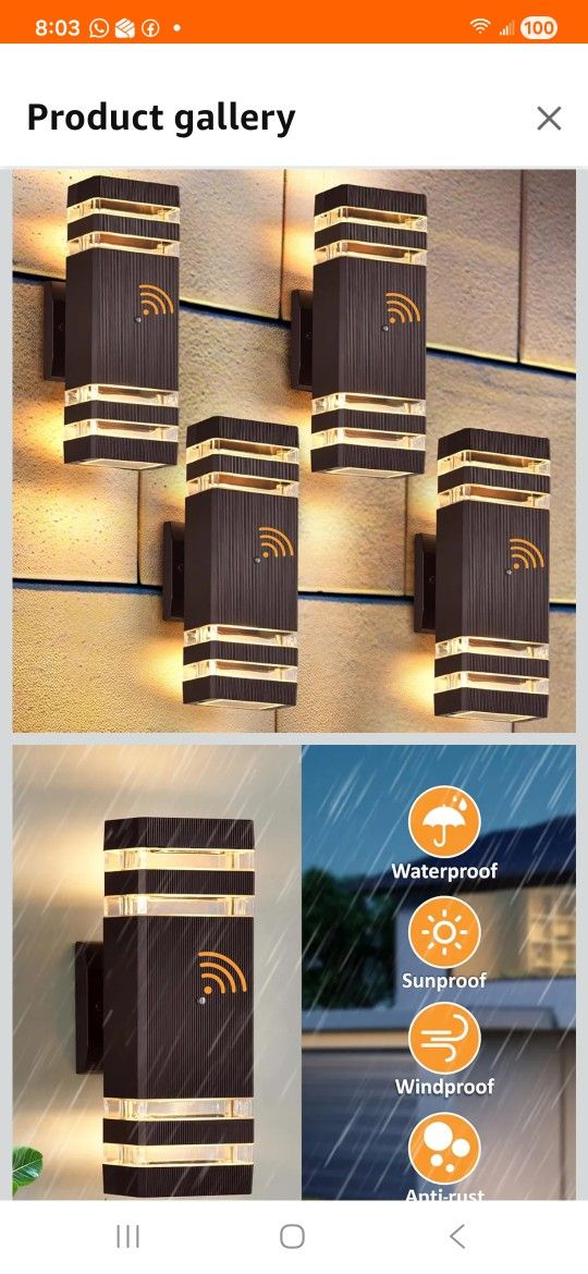 DASTOR 4 Pack Dusk to Dawn Outdoor Lighting, Modern Outdoor Wall Light Fixtures Brown Exterior Lights for House, Waterproof Aluminum Up and Down Light