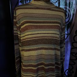 Striped Turtleneck Blouse Purple