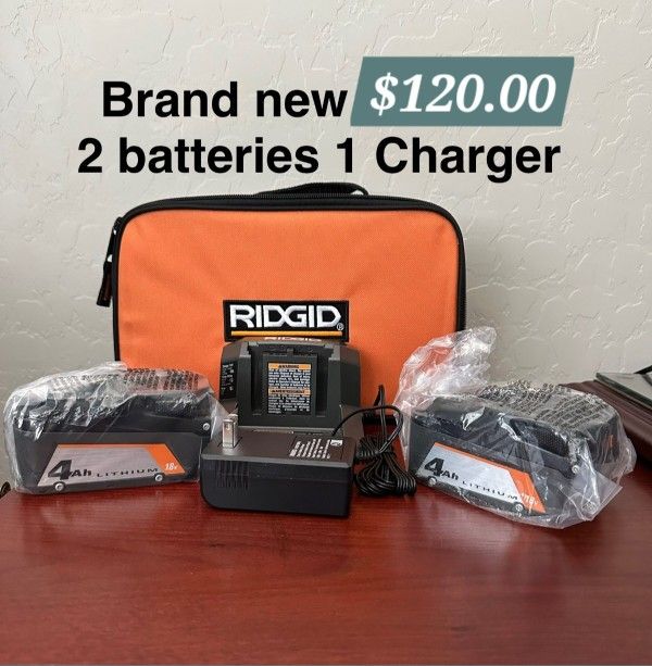 Ridgid 1 Charger 2 Batteries $120.00 New