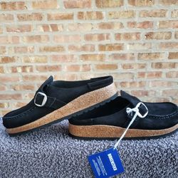 Birkenstock Buckley Shearling Clogs Black Color New 39 Women 8 Men 6 