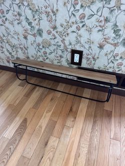 Wooden shelf W/ black metal frame