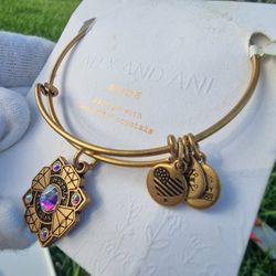 Alex and Ani Bride Bangle Bracelet Gold "Happily Ever After" Swarovski NWT
