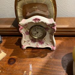 Antique Ansonia Porcelain Wind Up Mantle Clock