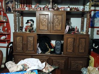 Wooden Carved Entertainment Center
