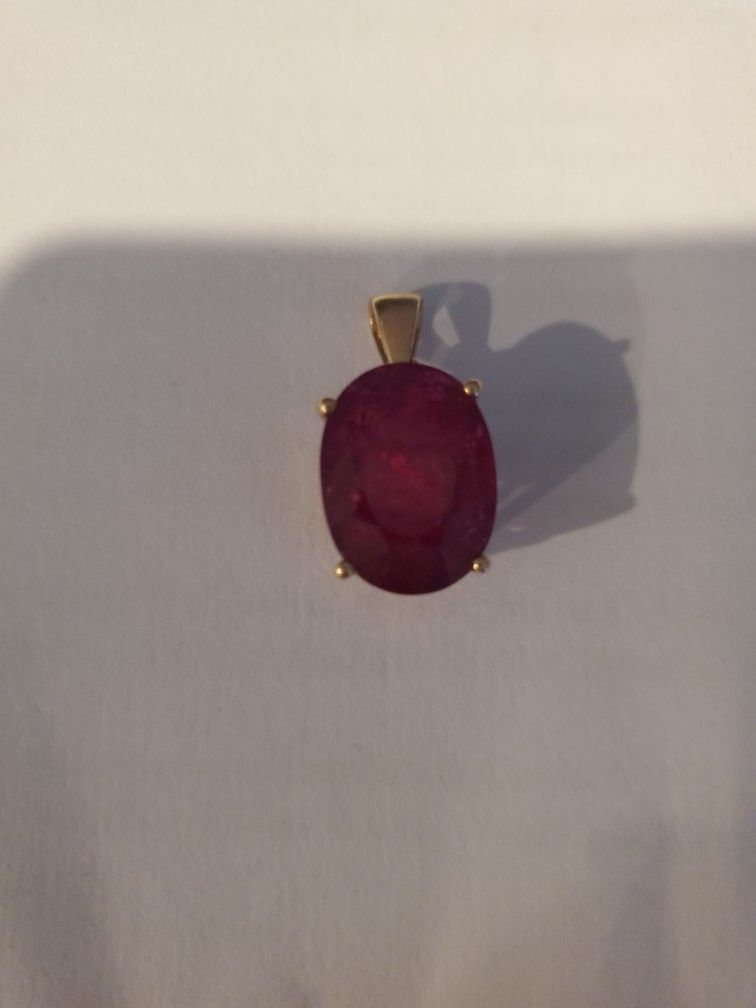 Ruby Pendant In 10k Yellow Gold