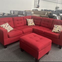 Sectional Sofa Set With Ottoman