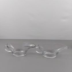 Vintage Anchor Hocking Clearin Glass Gravy Boat Bowl With Handle 10oz #1028 Lot of 2