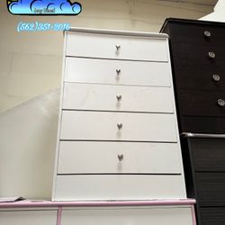 Five Drawer White Compressed Dresser New Chest Comoda 