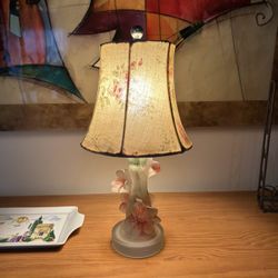 Antique Frosted Glass Boudoir Lamp With Nightlight Base