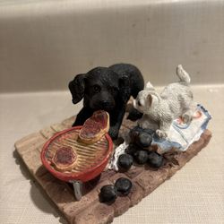 Vintage Boy Pulling Steak Off Bbq Figurine